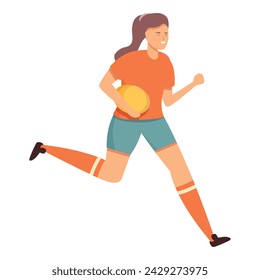 Running girl player icon cartoon vector. Fast goal. Power athlete drive