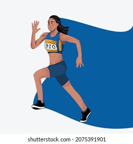 Running girl. Runner illustration. Flat illustration