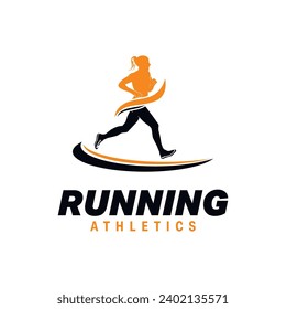 Running Girl silhouette Logo Design