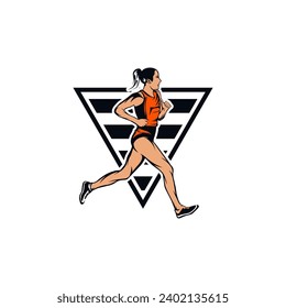 Running Girl silhouette Logo Design