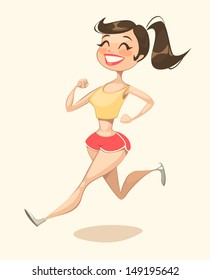 Running girl. Vector illustration.