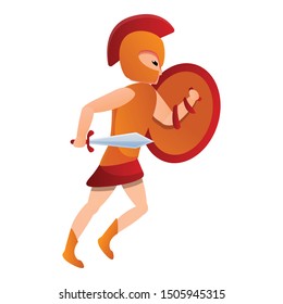 Running gladiator icon. Cartoon of running gladiator vector icon for web design isolated on white background