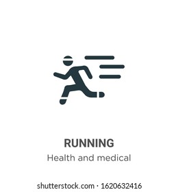 Running glyph icon vector on white background. Flat vector running icon symbol sign from modern health collection for mobile concept and web apps design.