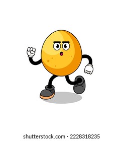 running golden egg mascot illustration , character design