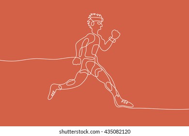Running graphic using single line to design and form the shape of Runner.