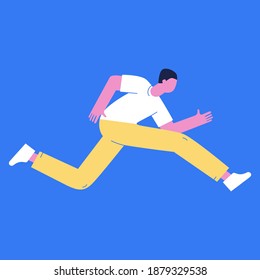 Running guy flat illustration colored background