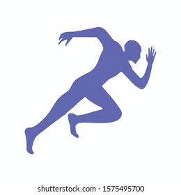 Running guy vector silhouette, isolated on white background