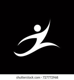 Running happy figure logo design template vector
