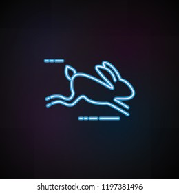 running hare icon in neon style. One of Speed collection icon can be used for UI, UX