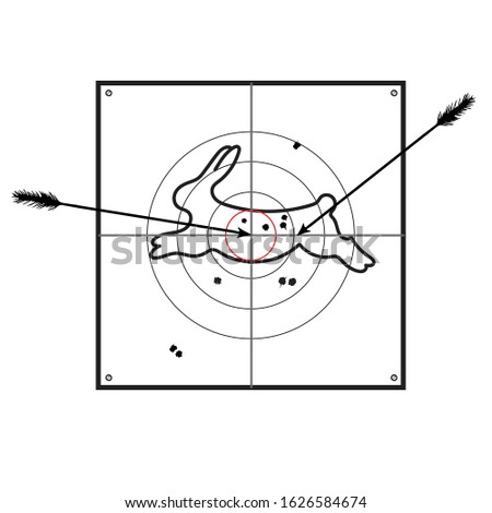 Running hare on the scheme in the shooting gallery, mark,target, drawing by vector