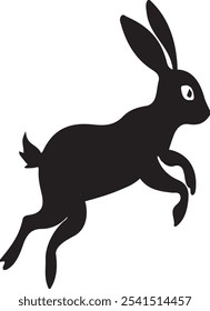 Running hare silhouette vector style with white background