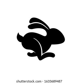 Running hare vector icon. Black on white illustration