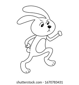 Running Hare vector illustration cartoon isolated on white background. Rabbit vector cartoon. Cute bunny cartoon colorless for coloring book. Fairy tale and fable character. 