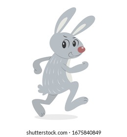 Running Hare vector illustration cartoon isolated on white background. Rabbit vector cartoon. Cute bunny cartoon. Fairy tale and fable character. 