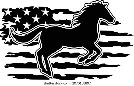 Running Horse American Distressed Flag