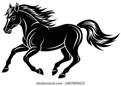 running horse animal silhouette vector illustration