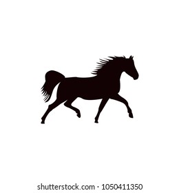Running horse black silhouette. Vector illustration.