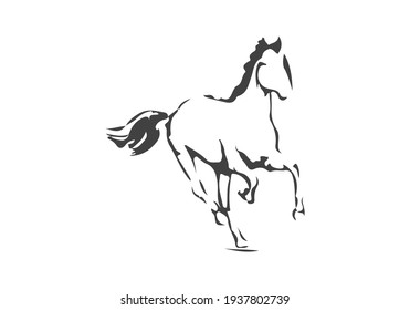 Running horse black silhouette. Vector illustration.