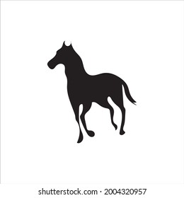 Running horse black silhouette. Vector illustration.