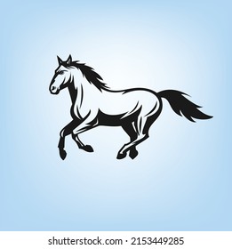 Running horse black silhouette. Vector illustration.