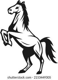 Running horse black silhouette. Vector illustration.