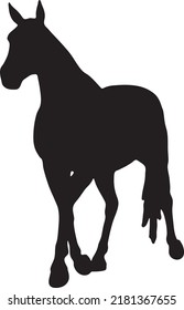Running horse black silhouette. Vector illustration. Horses for logos Vector design
