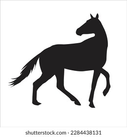 Running horse black silhouette. Vector illustration