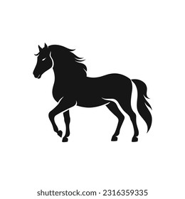 Running horse black silhouette. Horse vector illustration.
