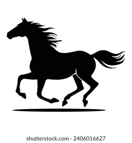 The running horse black Silhouette of vector design 