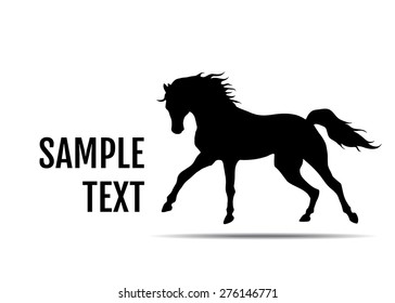 Running horse black silhouette. Vector high quality illustration.