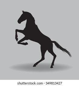 Running horse black silhouette. Vector illustration. 
