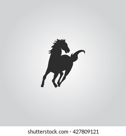 Running horse black silhouette. Vector illustration