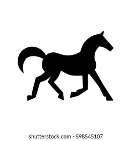 Running horse black silhouette. Vector illustration