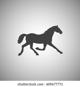 Running horse black silhouette. Vector illustration.
