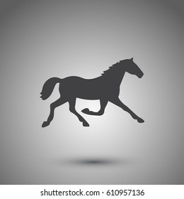Running horse black silhouette. Vector illustration.