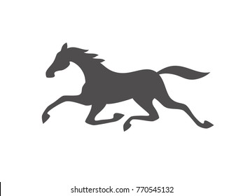 Running horse black silhouette. Vector illustration