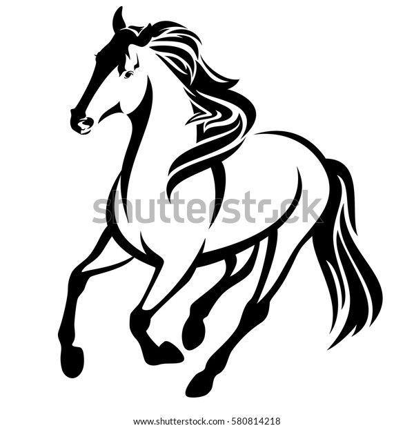 Running Horse Black White Vector Outline Stock Vector (Royalty Free ...