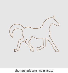 Running horse brown line silhouette . Vector illustration