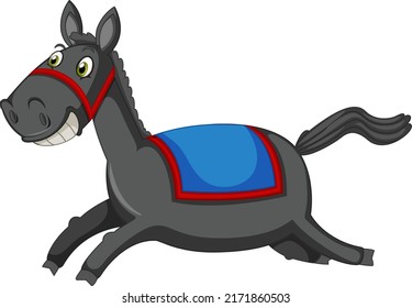Running horse cartoon on white background illustration