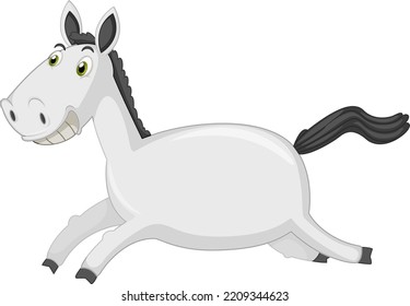 Running horse cartoon on white background illustration