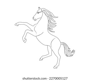 Laufpferd, farbige Linien Zeichnung, Vektorgrafik.