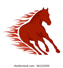 running horse in flames