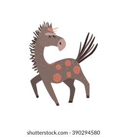 Running Horse Flat Cartoon Stylized Vector Illustration