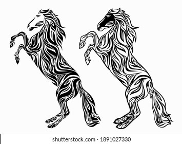 running horse in floral ornament