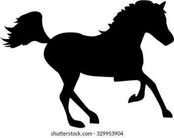 Running horse with flowing tail