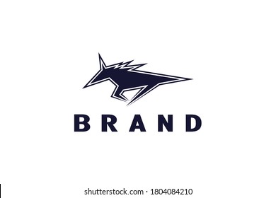 Running horse graphic logo design concept, Simple minimal and flat logo vector.