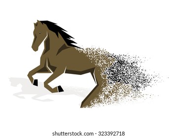 running horse in the grunge style