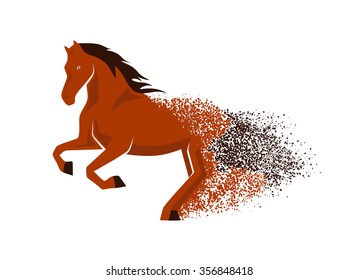 running horse in the grunge style