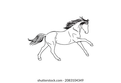 running horse line art outline logo vector icon template