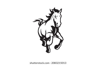 running horse line art outline logo vector icon template